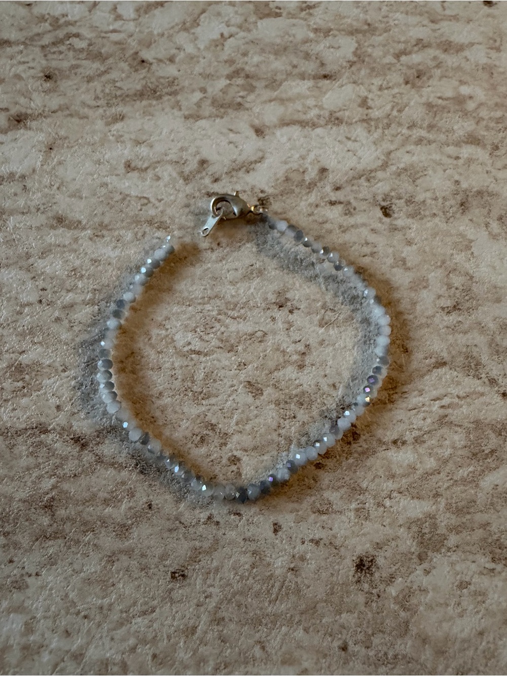 Faceted Gray Beaded Bracelet with Sterling Clasp - Women Jewelry